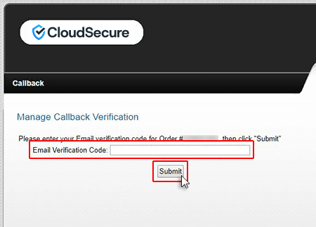 「verification code」を入力し、「Submit」をクリック