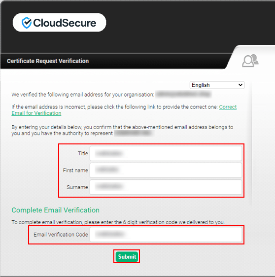 必要な項目を入力し「Submit」をクリック