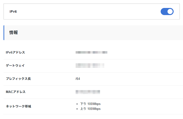 IPv6アドレス情報を確認