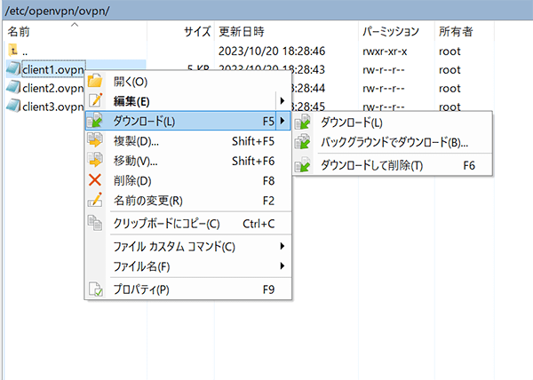 「ダウンロード」を選択